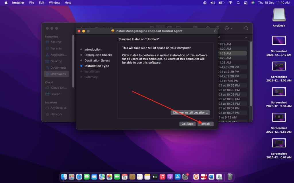 Install Endpoint Central MAC
